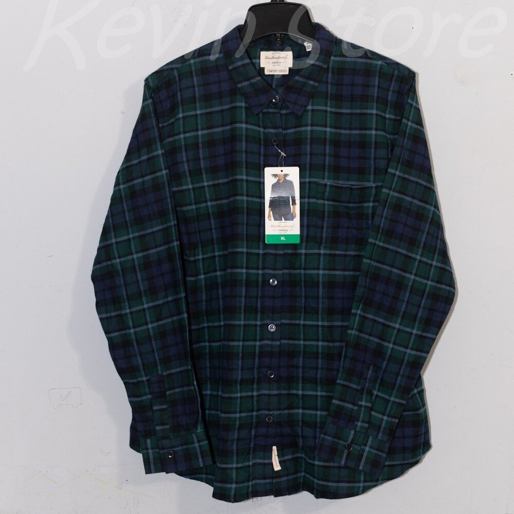 Weatherproof‎ Vintage Ladies' Flannel Shirt Color: green ( Pine grove)